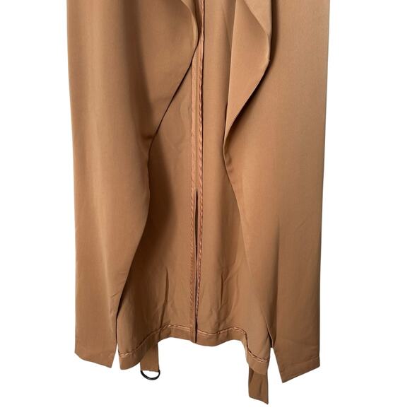 Glamorous Ladies Jacket Sm Camel Sleeveless Open Front Waterfall Draped Kimono - Picture 3 of 12